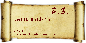 Pavlik Balázs névjegykártya