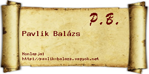 Pavlik Balázs névjegykártya